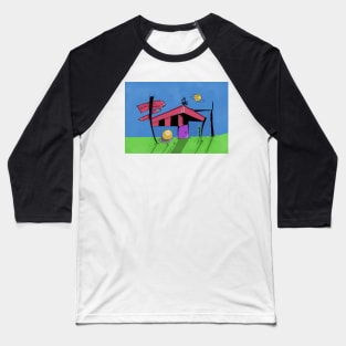 Abstract Googie Future Home Baseball T-Shirt